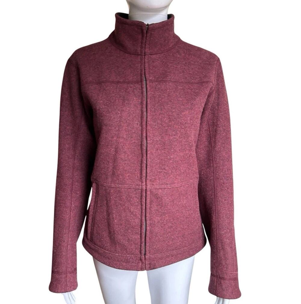 Ibex Shak Jacket Womens XS 100% Merino Wool Burgundy Full Zip Embroidered